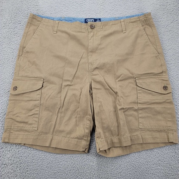 Chaps Shorts‎ Mens 38 Brown Cargo Stretch Flat Front Outdoors Hiking Pockets - Picture 1 of 12